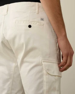 C.P. Company Stretch Sateen Ergonomic Lens Cargo Pants Gauze White Best Sale