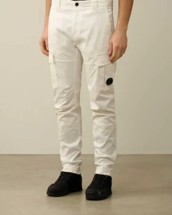 C.P. Company Stretch Sateen Ergonomic Lens Cargo Pants Gauze White Best Sale