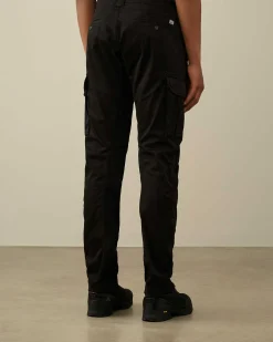 C.P. Company Stretch Sateen Ergonomic Logo Cargo Pants Black Sale