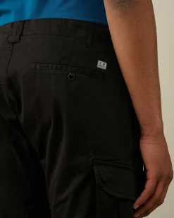 C.P. Company Stretch Sateen Ergonomic Logo Cargo Pants Black Sale
