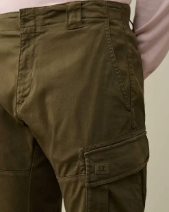 C.P. Company Stretch Sateen Ergonomic Logo Cargo Pants Ivy Green Shop
