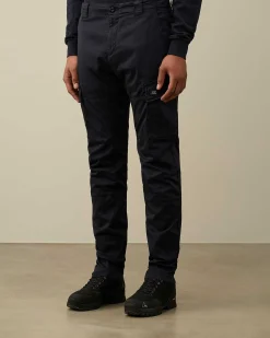 C.P. Company Stretch Sateen Ergonomic Logo Cargo Pants Total Eclipse-Blue Sale