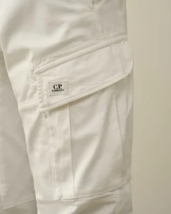 C.P. Company Stretch Sateen Ergonomic Logo Cargo Pants Gauze White Shop