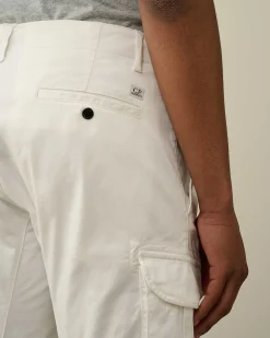 C.P. Company Stretch Sateen Ergonomic Logo Cargo Pants Gauze White Shop