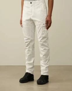 C.P. Company Stretch Sateen Ergonomic Logo Cargo Pants Gauze White Shop