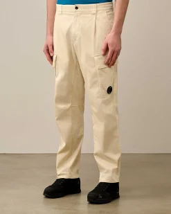 C.P. Company Stretch Sateen Loose Cargo Pants Pistachio Shell-Beige Fashion