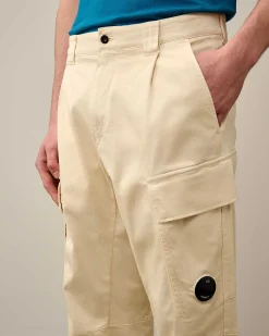 C.P. Company Stretch Sateen Loose Cargo Pants Pistachio Shell-Beige Fashion