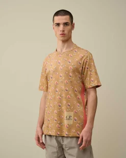 C.P. Company Tacting Piquet Sponged T-Shirt Pastry Shell-Orange Shop