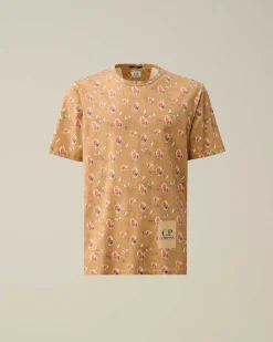 C.P. Company Tacting Piquet Sponged T-Shirt Pastry Shell-Orange Shop
