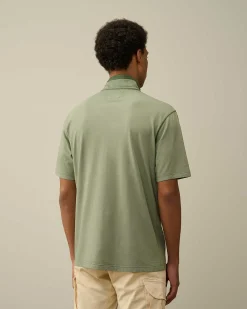 C.P. Company Tacting Piquet Zipped Polo Shirt Duck Green Shop