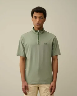 C.P. Company Tacting Piquet Zipped Polo Shirt Duck Green Shop