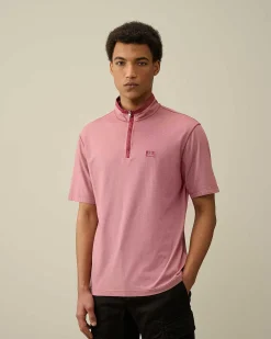 C.P. Company Tacting Piquet Zipped Polo Shirt Red Bud New