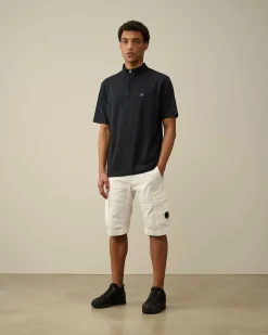 C.P. Company Tacting Piquet Zipped Polo Shirt Black Best Sale