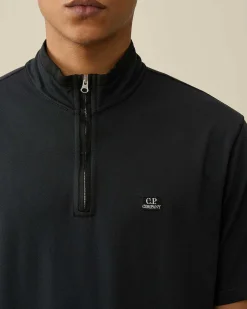 C.P. Company Tacting Piquet Zipped Polo Shirt Black Best Sale