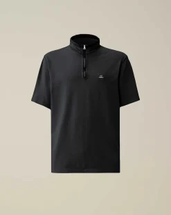 C.P. Company Tacting Piquet Zipped Polo Shirt Black Best Sale