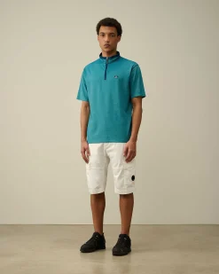 C.P. Company Tacting Piquet Zipped Polo Shirt Ink Blue Best