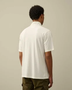 C.P. Company Tacting Piquet Zipped Polo Shirt Gauze White Cheap