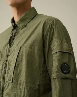 C.P. Company Taylon L Zipped Shirt Agave Green New