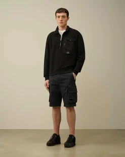 C.P. Company Twill Stretch Cargo Shorts Total Eclipse-Blue Best Sale