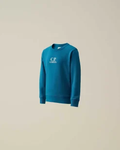 C.P. Company U16 Basic Fleece Logo Sweatshirt Ink Blue Outlet