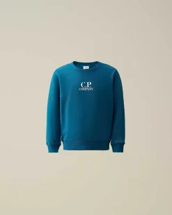 C.P. Company U16 Basic Fleece Logo Sweatshirt Ink Blue Outlet