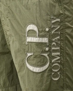C.P. Company U16 Chrome-R Logo Print Swim Shorts Agave Green Hot