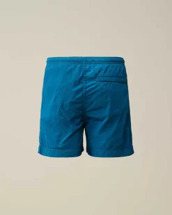 C.P. Company U16 Chrome-R Logo Print Swim Shorts Ink Blue Best