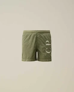 C.P. Company U16 Chrome-R Logo Print Swim Shorts Agave Green Best Sale