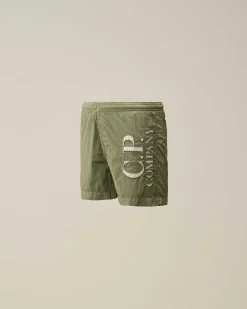 C.P. Company U16 Chrome-R Logo Print Swim Shorts Agave Green Best Sale