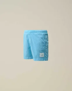 C.P. Company U16 Chrome-R Logo Swim Shorts Niagara-Blue Flash Sale