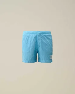 C.P. Company U16 Chrome-R Logo Swim Shorts Niagara-Blue Flash Sale