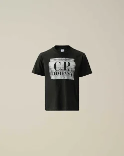 C.P. Company U16 Cotton Jersey 30/1 Graphic Logo T-Shirt Black Hot