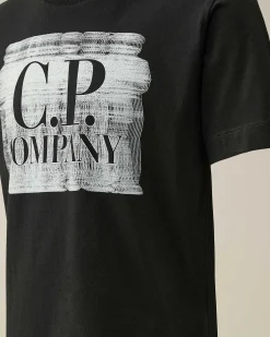 C.P. Company U16 Cotton Jersey 30/1 Graphic Logo T-Shirt Black Hot