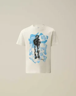 C.P. Company U16 Cotton Jersey 30/1 Graphic T-Shirt Gauze White Outlet