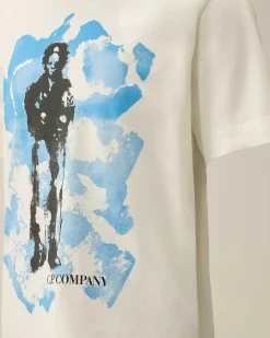 C.P. Company U16 Cotton Jersey 30/1 Graphic T-Shirt Gauze White Outlet