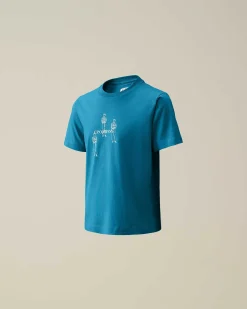 C.P. Company U16 Cotton Jersey 30/1 Graphic T-Shirt Ink Blue Best Sale