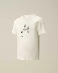 C.P. Company U16 Cotton Jersey 30/1 Graphic T-Shirt Gauze White Best Sale