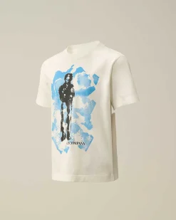 C.P. Company U16 Cotton Jersey 30/1 Graphic T-Shirt Gauze White Flash Sale