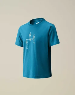 C.P. Company U16 Cotton Jersey 30/1 Graphic T-Shirt Ink Blue New