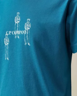 C.P. Company U16 Cotton Jersey 30/1 Graphic T-Shirt Ink Blue New