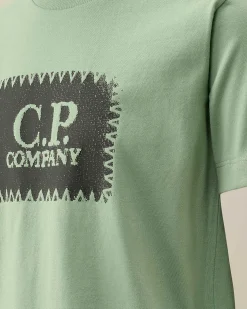 C.P. Company U16 Cotton Jersey 30/1 Label Style Logo T-Shirt Green Bay Online