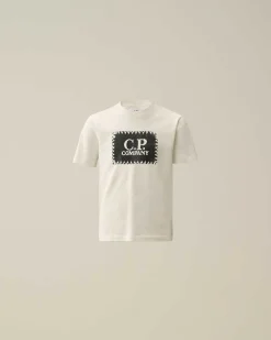 C.P. Company U16 Cotton Jersey 30/1 Label Style Logo T-Shirt Gauze White Shop