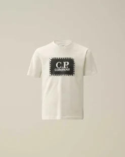 C.P. Company U16 Cotton Jersey 30/1 Label Style Logo T-Shirt Gauze White Discount