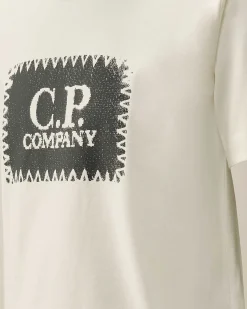 C.P. Company U16 Cotton Jersey 30/1 Label Style Logo T-Shirt Gauze White Discount