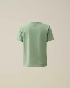 C.P. Company U16 Cotton Jersey 30/1 Label Style Logo T-Shirt Green Bay Sale