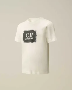 C.P. Company U16 Cotton Jersey 30/1 Label Style Logo T-Shirt Gauze White Best