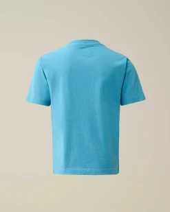 C.P. Company U16 Cotton Jersey 30/1 Label Style Logo T-Shirt Niagara-Blue Best Sale