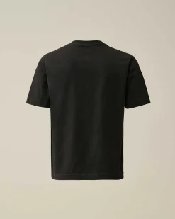 C.P. Company U16 Cotton Jersey 30/1 Label Style Logo T-Shirt Black Best