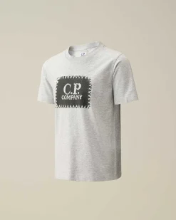C.P. Company U16 Cotton Jersey 30/1 Label Style Logo T-Shirt Grey Melange Best Sale