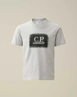 C.P. Company U16 Cotton Jersey 30/1 Label Style Logo T-Shirt Grey Melange Best Sale